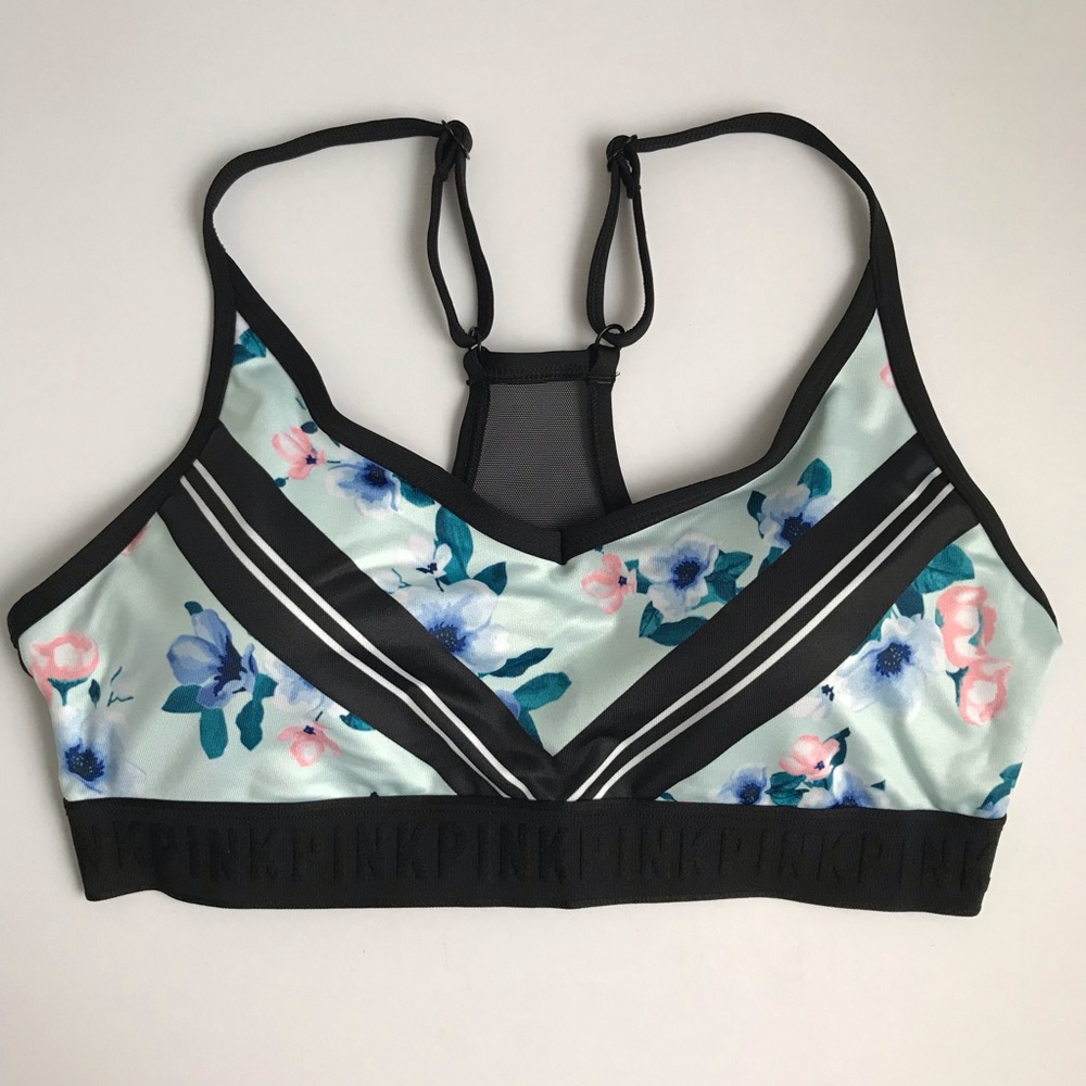 Victoria’s Secret PINK Blue Pastel Floral Ultimate Sports Bra L